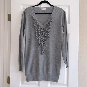 RED Valentino Wool-Cashmere Blend Gray Ruffle Sweater Tunic